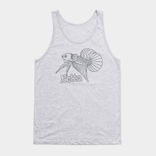 line art of monochrome beta fish Tank Top